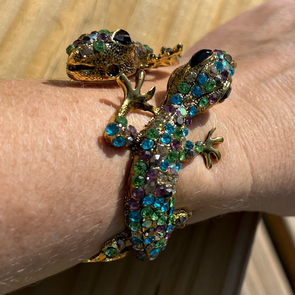Lizard Pastel Gem Gold Cuff! NEW!